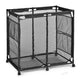TheDisplayOutlet Large Pool Storage Bin Mesh Basket with Casters 37x24x36, Black Image