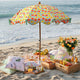 TheDisplayOutlet Patio Umbrella Tilt Wooden Beach Umbrella 6ft 8-Rib, Orange Grapefruit Image