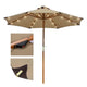 TheDisplayOutlet Patio Umbrella Wooden 9ft 8-Rib, Tan with Light Image
