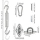 TheDisplayOutlet Stainless Steel Pad Eye Turnbuckle Carabiner, 8 Hardware Kit, 5-7 in Image