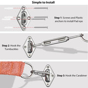 TheDisplayOutlet Stainless Steel Pad Eye Turnbuckle Carabiner, 8 Hardware Kit Image
