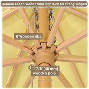 Patio Umbrella Wooden 13ft 8-Rib