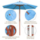 TheDisplayOutlet Patio Umbrella Wooden 9ft 8-Rib with Weighted Base Image