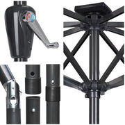 Solar Patio Umbrella with Light Tube Tilt Metal 9ft 8-Rib