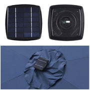 Solar Patio Umbrella with Light Tube Tilt Metal 9ft 8-Rib