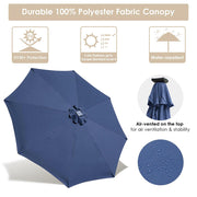 Solar Patio Umbrella with Light Tube Tilt Metal 9ft 8-Rib