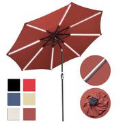 TheDisplayOutlet Solar Patio Umbrella with Light Tube Tilt Metal 10ft 8-Rib Image