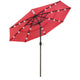 TheDisplayOutlet Solar Patio Umbrella w/ Light Bulbs Tilt 3-Tiered 9ft 8-Rib, Flame Scarlet Image