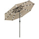 TheDisplayOutlet Solar Patio Umbrella w/ Light Bulbs Tilt 3-Tiered 9ft 8-Rib, Khaki Image