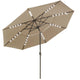 TheDisplayOutlet Solar Patio Umbrella w/ Light Bulbs Tilt 3-Tiered 11ft 8-Rib, Khaki Image