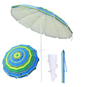 TheDisplayOutlet Beach Umbrella w/ Sand Anchor 7ft Tilt 12-Rib, Stripe Image