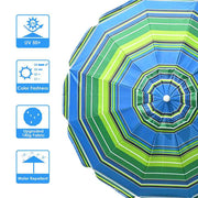 TheDisplayOutlet Beach Umbrella w/ Sand Anchor 7ft Tilt 12-Rib, Stripe Image