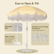 6ft Beach Umbrella for Swimming Pool Mobile Bar Cart