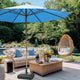 TheDisplayOutlet Patio Umbrella Wooden 13ft 8-Rib with Weighted Base, Blue Image