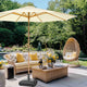 TheDisplayOutlet Patio Umbrella Wooden 13ft 8-Rib with Weighted Base, Ivory Image