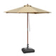TheDisplayOutlet Patio Umbrella Wooden 9ft 8-Rib with Weighted Base, Tan Image