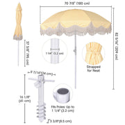Beach Umbrella 6ft 8-Rib with Screw-in Anchor