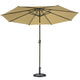TheDisplayOutlet Patio Umbrella Tilt Metal 200 gsm Canopy 9ft 8-Rib, Khaki with Base Image