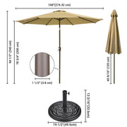 Patio Umbrella Tilt Metal 200 gsm Canopy 9ft 8-Rib