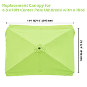 Rectangular Patio Umbrella Canopy 10x6.5ft 6-Rib