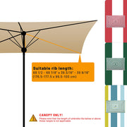 Rectangular Patio Umbrella Canopy 10x6.5ft 6-Rib