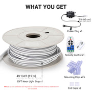 Flexible Warm White Neon Rope Light 50' RF Remote