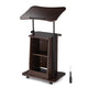 TheDisplayOutlet Adjustable Mobile Laptop Cart with Storage, Brown Image