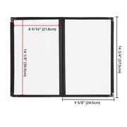 Menu Covers PU Leather 10ct/Pack 8.5x14 8-View Clear Sleeve