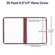 Wine Red Clear Menu Covers 8.5x11