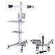 TheDisplayOutlet Mobile Computer Cart with Power Dual Monitor Mount, Silver - Two 32in Monitor Image