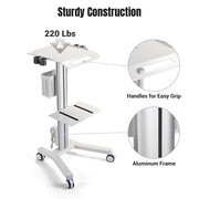 Mobile Laptop Desk Cart with Power Outlet
