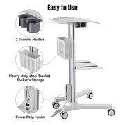 Mobile Laptop Desk Cart with Power Outlet