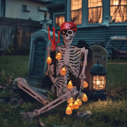 5'5" Full Body Cowboy Pirate Skeleton Posable Halloween Decoration
