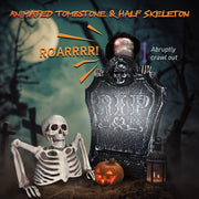 TheDisplayOutlet Halloween Animated Tombstone & Ground Breaker Skeleton Image