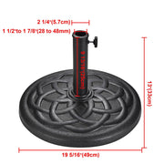 20 lb Round Patio Umbrella Stand Resin Concrete Base D2 3/16"