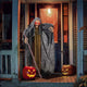 TheDisplayOutlet Halloween Witch with Crutch Animated Decoration Sound Motion Image