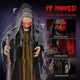 TheDisplayOutlet Halloween Witch with Crutch Animated Decoration Sound Motion Image