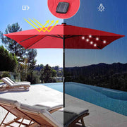Square Solar Patio Umbrella w/ Light Bulbs Tilt 9ft 8-Rib