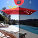 Square Solar Patio Umbrella w/ Light Bulbs Tilt 9ft 8-Rib