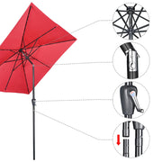 Square Solar Patio Umbrella w/ Light Bulbs Tilt 9ft 8-Rib