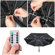 Solar Lights for Patio Umbrella 9-10ft 8-Rib Remote Control