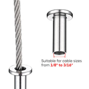 1/8" Cable Railing Kit 50pcs Protector Sleeves 316 Stainless Steel
