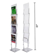 Foldable Literature Stand Magazine Rack 4 Pockets