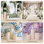 TheDisplayOutlet 3ct. White Paper Display Pedestals Grouped Plinths (16",24",32") Image