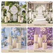 TheDisplayOutlet 5ct. White Paper Display Pedestals Grouped Plinths (8",16",24",32",40") Image