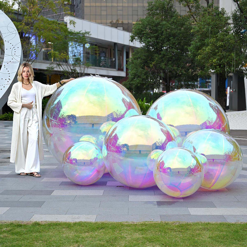 TheDisplayOutlet Giant Inflatable Mirror Ball Shinny Balls with Electric Pump, Iridescent Image