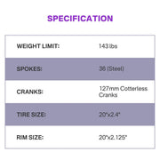 TheDisplayOutlet 20" Mountain Unicycle One Wheel Bike for Adult Teens Purple Rim Image