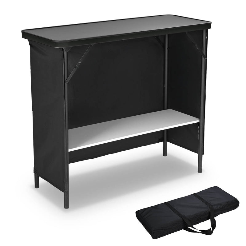 TheDisplayOutlet Portable Folding Bar Counter Table with Storage, Classic 39in Image