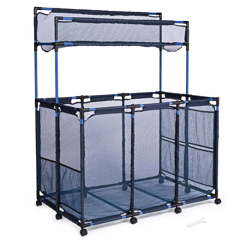 TheDisplayOutlet Pool Storage Bin Mesh Basket for Float, Raft, Noodle, 210 Gal+2nd Tier Blue Image