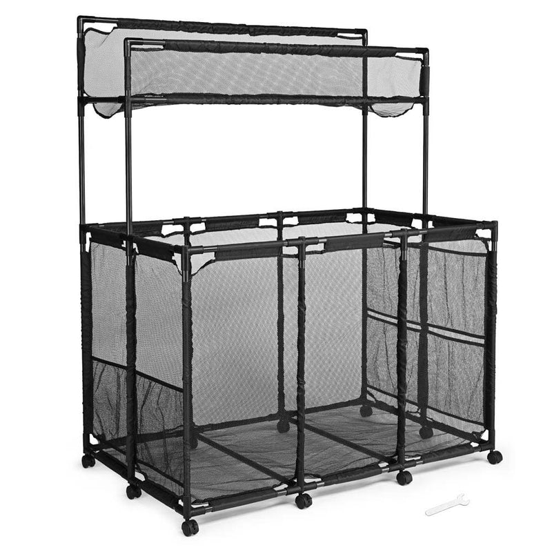 TheDisplayOutlet Pool Storage Bin Mesh Basket for Float, Raft, Noodle, 210 Gal+2nd Tier Black Image
